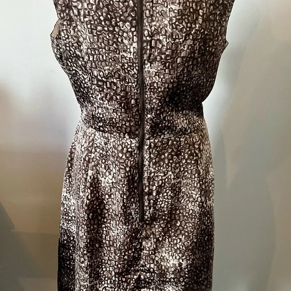 LOFT Brown Animal Print Ruffle Front Dress - Picture 4 of 6